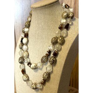 Carnegie Double Strand Glass Necklace - 17"